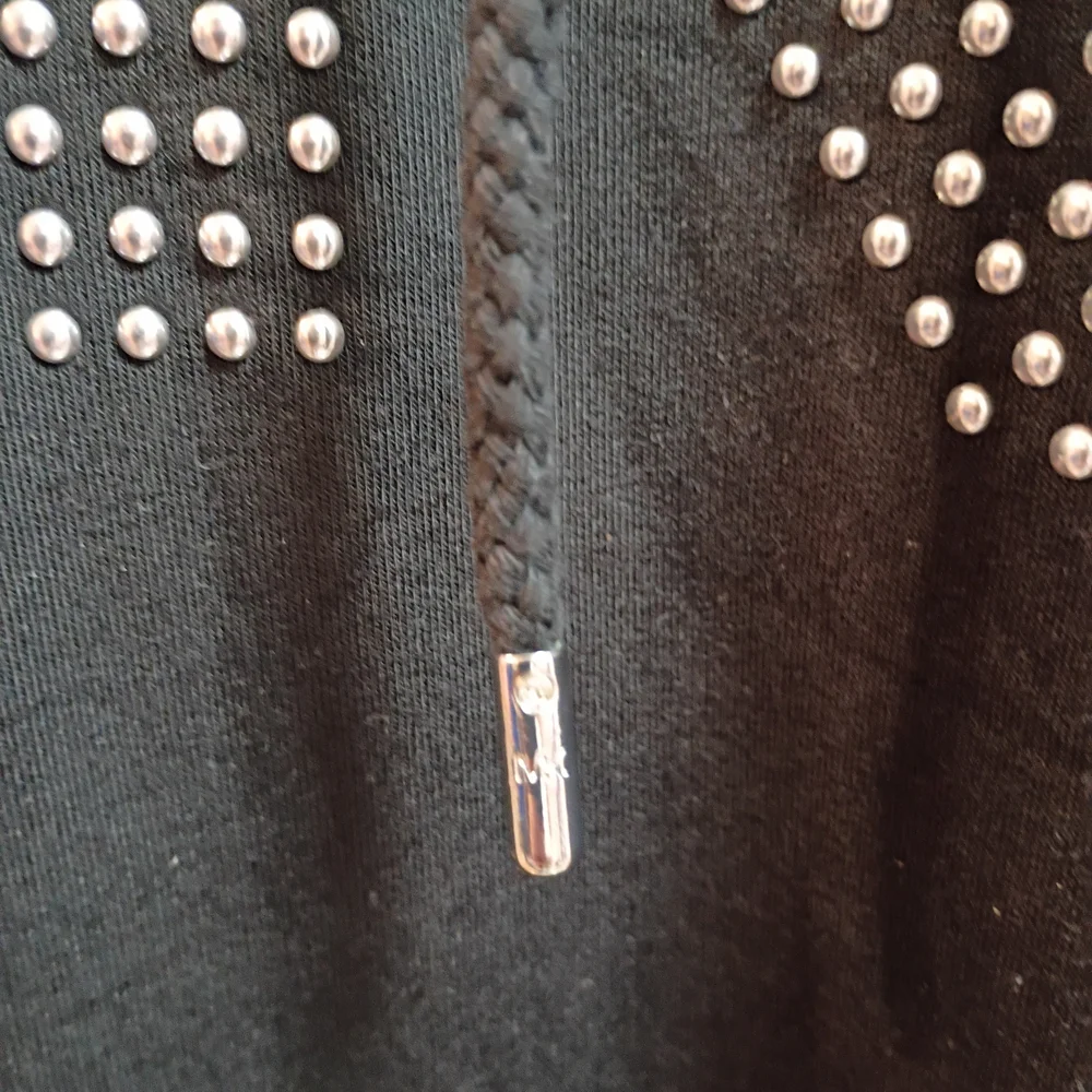 NWT MICHAEL KORS Black Studded Logo Hoodie Dress Size M Lounge Athleisure